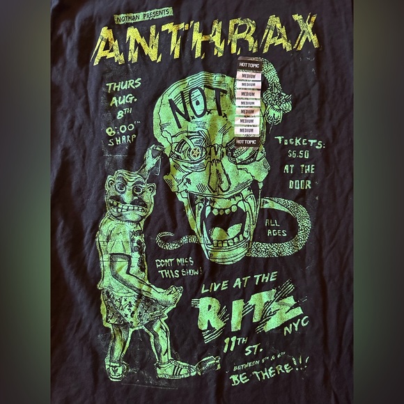 π NWT Anthrax Live At The Ritz Flyer T-Shirt πΈ Hot Topic - Picture 3 of 7